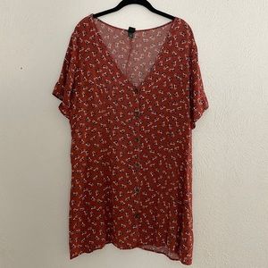 Button Up Short Sleeved Floral Dress